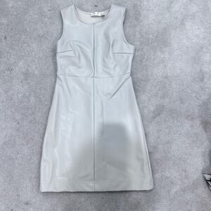 RD Style Chic Cream Faux leather dress, size S